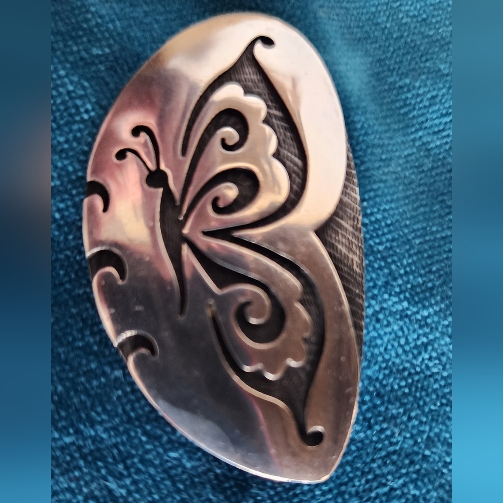 HopiCrafts Overlay Vintage Sterling Butterfly Brooch